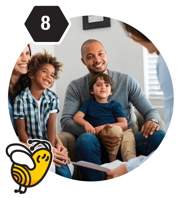 Family talking to a therapist